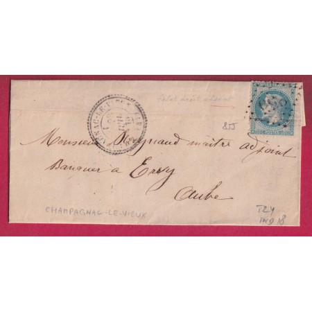 N°29 GC 855 CHAMPAGNAC LE VIEUX HAUTE LOIRE CAD TYPE 24 INDICE 18 POUR ERVY AUBE LETTRE