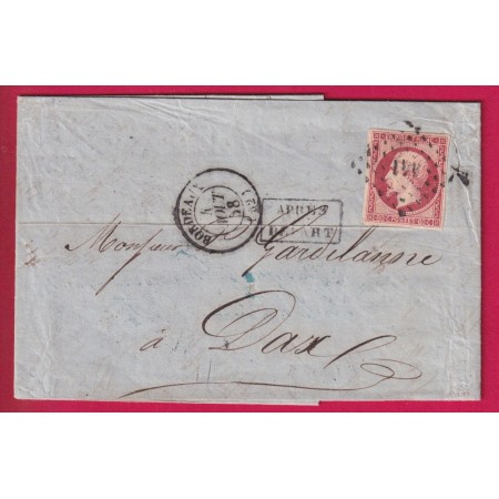 N°17A TTB PC 441 BORDEAUX GIRONDE POUR DAX LANDES 1858 LETTRE