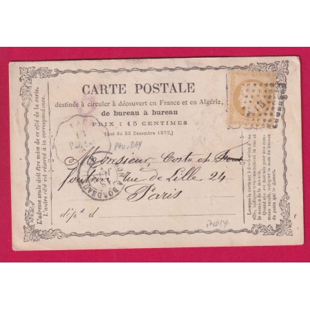 N°59 CONVOYEUR STATION PAU BASSES PYRENEES CARTE PRECURSEUR POUR PARIS INDICE 14 LETTRE