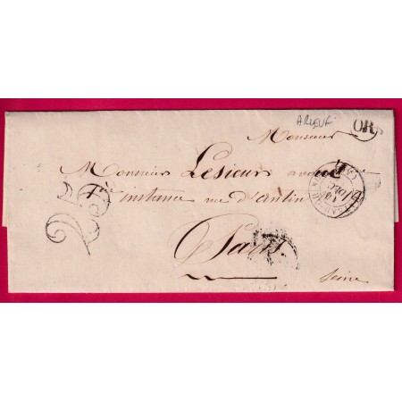CAD TYPE 15 CHATEAU CHINON NIEVRE OR ARLEUF POUR PARIS 1851 LETTRE