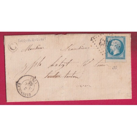 N°22 BELLE VARIETE BDF GRAND TIMBRE  GC 633 BRIGNOLLES VAR BOITE RURALE C FORQUALQUEIRET LETTRE