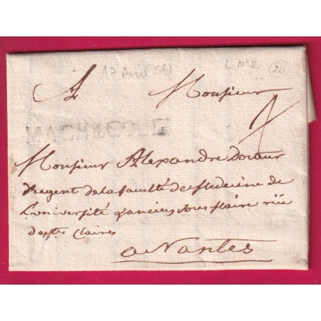 MARQUE MACHECOUL LOIRE INFERIEURE 1761 LN°2 INDICE 20 POUR NANTES LETTRE