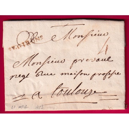 MARQUE ST GIRONS ARIEGE 1783 LENAIN N°1 INDICE 12 POUR TOULOUSE LETTRE