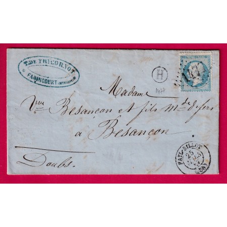 N°22 GC 1477 FAYL BILLOT BOITE RURALE H FARINCOURT HAUTE MARNE POUR BESANCON DOUBS LETTRE