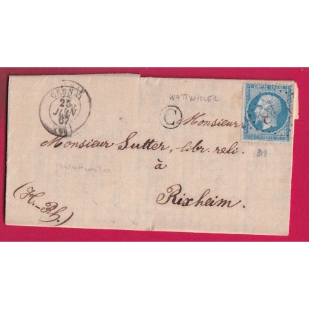 N°22 GC 818 CERNAY HAUT RHIN BOITE RURALE C WATTWILLER POUR RIXHEIM LETTRE