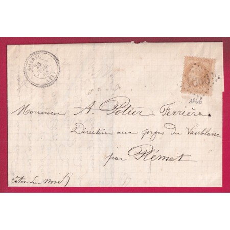N°28 GC 1666 GOAREC COTES DU NORD LETTRE LOCALE POUR PLEMET TYPE 22 AU DOS LETTRE