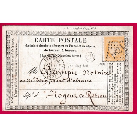 N°59 GC 1821 ILLIERS EURE ET LOIR OR HAPPONVILLIERS POUR NOGENT LE ROTROU CARTE PRECURSEUR LETTRE