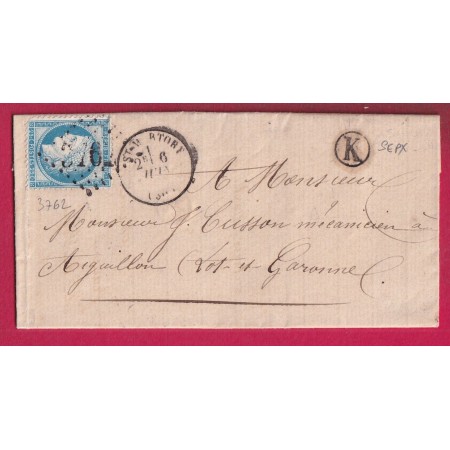 N°60 GC 3762 ST MARTORY HAUTE GARONNE BOITE RURALE K SEPX POUR AIGUILLON LOT ET GARONNE LETTRE