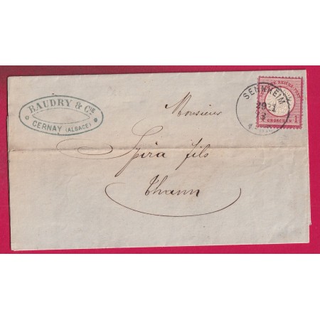 ALSACE LORRAINE CERNAY SENNHEIM HAUT RHIN 1873 POUR THANN LETTRE