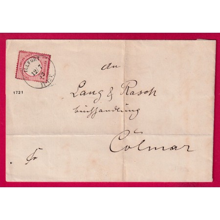 ALSACE LORRAINE ILLFURT ILLFURTH HAUT RHIN 1872 POUR COLMAR LETTRE