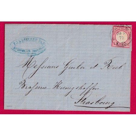 ALSACE LORRAINE BISCHWILLER BISCHWEILER BEI THANN 1873 POUR STRASBOURG LETTRE