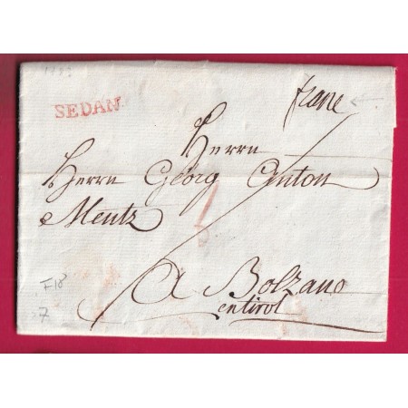 MARQUE SEDAN ARDENNES PORT PAYE FRANCHE POUR BOLZANO ITALIE ITALIA LENAIN N°7 INDICE 18 LETTRE