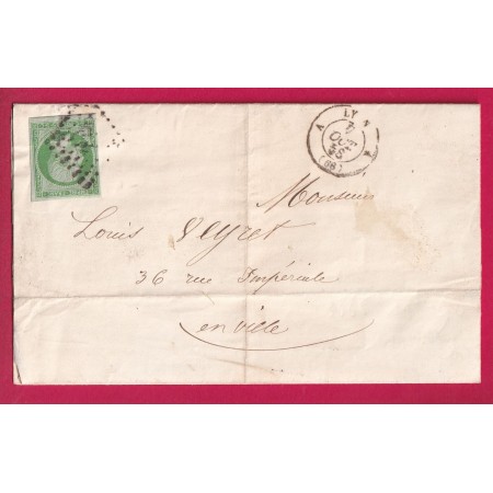 N°12 PC 1818 LYON BUREAU A RHONE POUR LYON 1858 AU DOS LYON 5 68 5 LETTRE