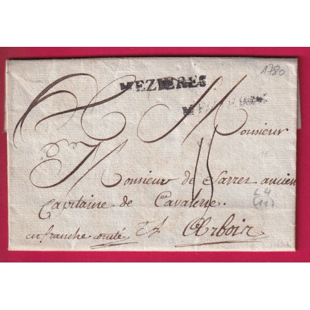 MARQUE MEZIERES ARDENNES 1780 LN°4 INDICE 11 POUR ARBOIS JURA LETTRE