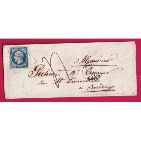 N°14 PC 3715 BLIDAH ALGERIE TAXE MANUSCRIT 4 POUR BORDEAUX LETTRE
