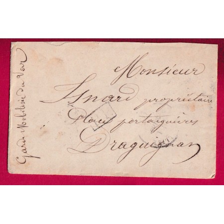 GUERRE 1870 CAD MONTPELLIER PP GARDE MOBILE DU VAR POUR DRAGUIGNAN MARS 1871 LETTRE