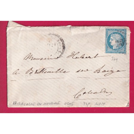 N°60 GC 364 CAD TYPE24 LE BAZOCHE EN HOULME ORNE POUR BRETEVILLE CALVADOS INDICE 14 LETTRE