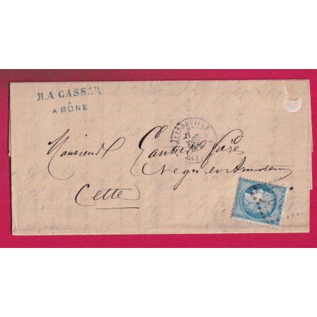 N°60 PHILIPPEVILLE BATEAU A VAPEUR GC 2240 MARSEILLE BONE POUR CETTE HERAULT 1872 LETTRE