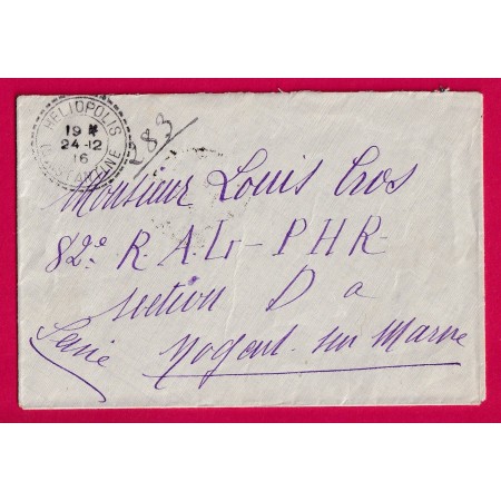 LETTRE FM CAD FB84 HELIOPOLIS CONSTANTINE ALGERIE 1916  POUR NOGENT SUR MARNE WW1 LETTRE