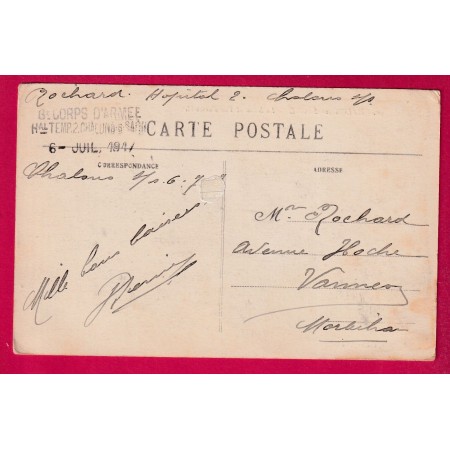 WW1 8E CORPS ARMEE HOPITAL TEMPORAIRE 2 CHALONS SUR SAONE ET LOIRE POUR VANNES MORBIHAN LETTRE