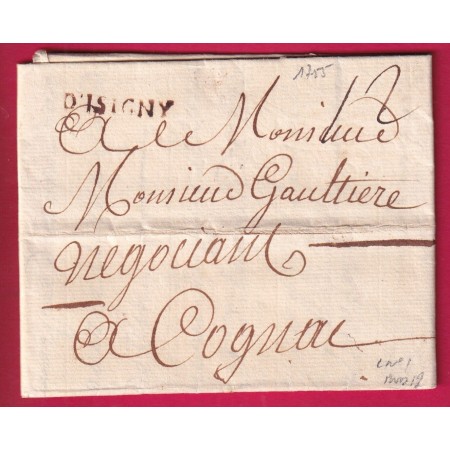 MARQUE ISIGNY CALVADOS 1755 CALVADOS LENAIN N°1 INDICE 19 POUR COGNAC CHARENTE LETTRE