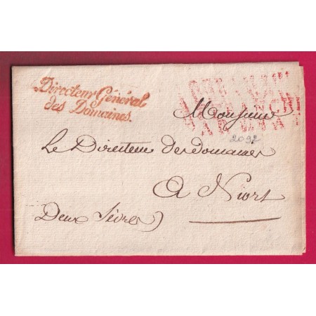 FRANCHISE DIRECTEUR GENERAL DES DOMAINES AU DOS CACHET ROYAL POUR NIORT DEUX SEVRES LETTRE