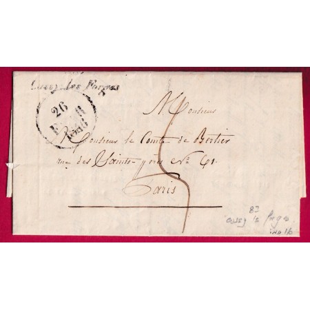 CURSIVE 83 CUSSY LES FORGES YONNE DATEUR A 1846 POUR PARIS INDICE 16 LETTRE