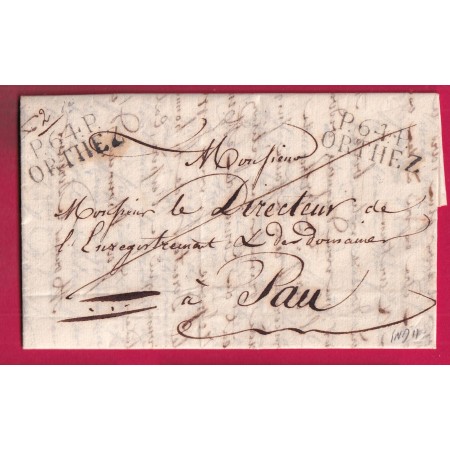 MARQUE P64P ORTHEZ BASSES PYRENEES 1826 POUR PAU LETTRE