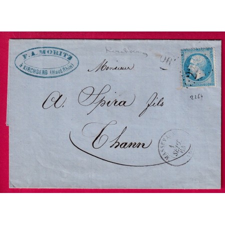 N°22 GC 2264 MASSEVAUX HAUT RHIN OR KIRCHBERG POUR THANN LETTRE