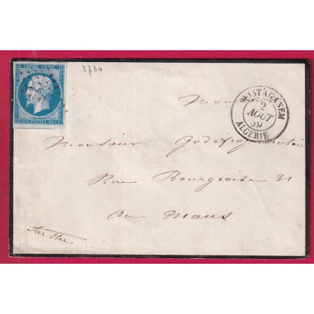 N°14 PC 3730 MOSTAGANEM ALGERIE POUR LE MANS SARTHE INDICE 8 LETTRE