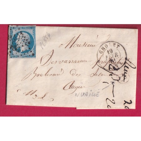 N°14 PC856 CHOLET MAINE ET LOIRE BOITE RURALE B NUAILLE POUR ANGERS LETTRE