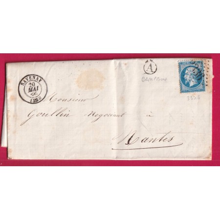 N°22 GC 3336 SAVENAY LOIRE INFERIEURE BOITE RURALE A CAMPBON POUR NANTES LETTRE