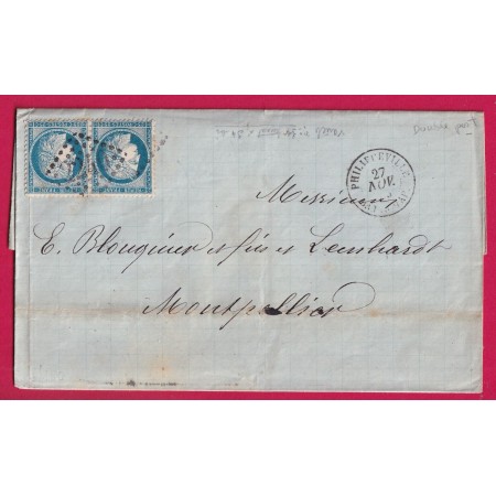 N°60 PAIRE GC 2240 CAD PHILIPPEVILLE BAT A VAPEUR POUR MONTPELLIER LETTRE