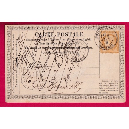 CARTE PRECUSEUR REPIQUEE TEISSIER PHILIPPEVILLE ALGERIE 1876 POUR MARSEILLE LETTRE