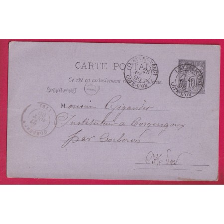 ENTIER SAGE L'ETANG VERGY COTE D'OR BOITE RURALE D CHEVANNES POUR CORGENGOUX LETTRE