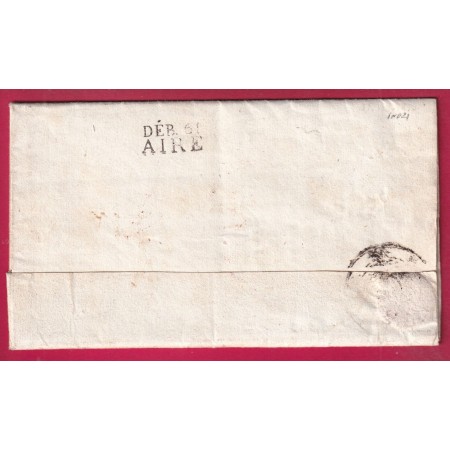 DEBOURSE DEB 61 AIRE PAS DE CALAIS EN NOIR INDICE 21 DEPART PARIS MINSTERE DE LA GUERRE 1816 LETTRE