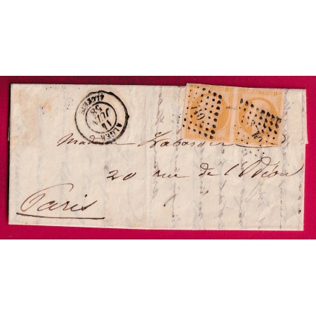 N°13 PAIRE PC 3710 ALGER ALGERIE 1858 POUR PARIS LETTRE