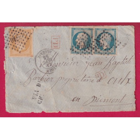 N°13 + 14 X2 PC 3710 ALGER ALGERIE POUR OULX PIEMONT ITALIE ITALIA DEVANT DE LETTRE FRONT COVER  LETTRE