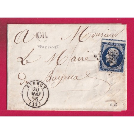N°14 BLEU NOIR PC 1227 EVRECY CALVADOS OR TOURVILLE POUR BAYEUX LETTRE