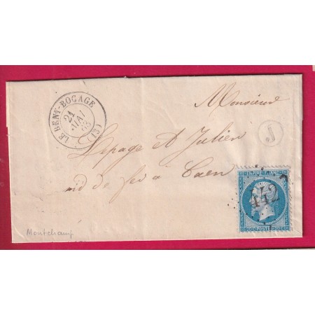 N°22 GC 442 LE BENY BOCAGE CALVADOS BOITE RURALE J MONTCHAMP POUR CAEN LETTRE