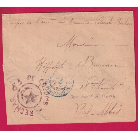 LETTRE FM FP DE COLOMB BECHARD 1904 CAD BLEU BENI OUNIF DE FIGUIG POUR SIDI BEL ABBES LETTRE