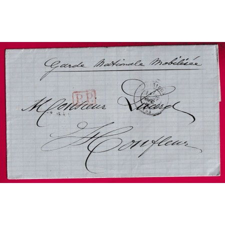 GUERRE 1870 GARDE NATIONALE MOBILISEE PP ROUGE LISIEUX CALVADOS POUR HONFLEUR 27 DEC 1870 LETTRE
