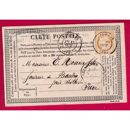 N°55 CAD LOUHANS SAONE ET LOIRE POUR SELLIERES JURA CARTE PRECURSEUR LETTRE