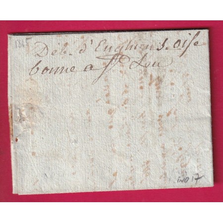 DEBOURSE MANUSCRIT ENGHEINS SEINE ET OISE BONNE POUR ST LEU INDICE 17 DEPART PONTOISE 1815 LETTRE