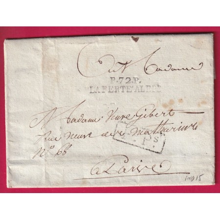 MARQUE P72P LA FERTE ALAPS ALAIS SEINE ET OISE POUR PARIS INDICE 15 LETTRE