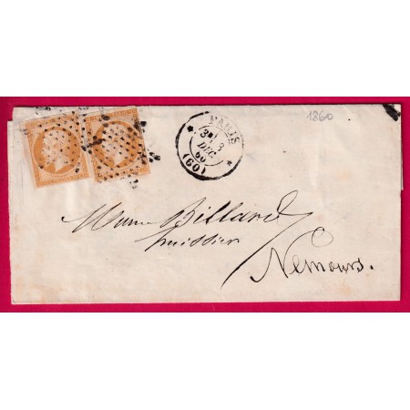 N°13 X2 PARIS ETOILE PLEINE CAD PARIS * 60 * POUR NEMOURS SEINE ET MARNE LETTRE