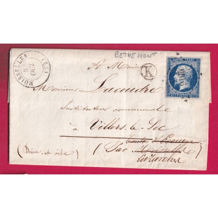 N°14 PC 2016 MOISELLES SEINE ET OISE BOITE RURALE K BETHEMONT POUR VILLERS LE SEC LETTRE