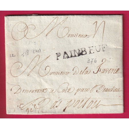 MARQUE PAIMBOEUF LOIRE INFERIEURE 1783 POUR BEAULIEU LN°2 INDICE 18 LETTRE