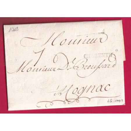 MARQUE CHARENTE 1788 LN°3 POUR COGNAC INDICE 11 CHARENTE INFERIEURE LETTRE
