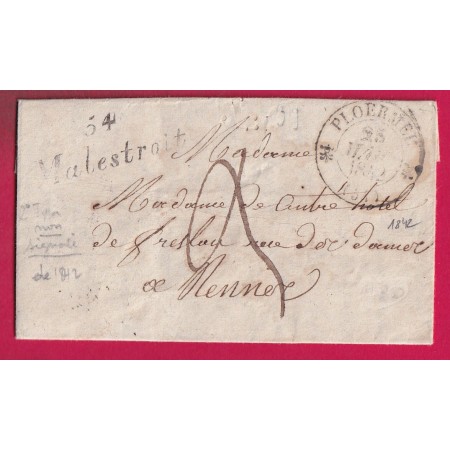 CURSIVE 54 MALESTROIT MORBIHAN CAD TYPE 12 PLOERMEL 1842 POUR RENNES ILLE ET VILAINE LETTRE